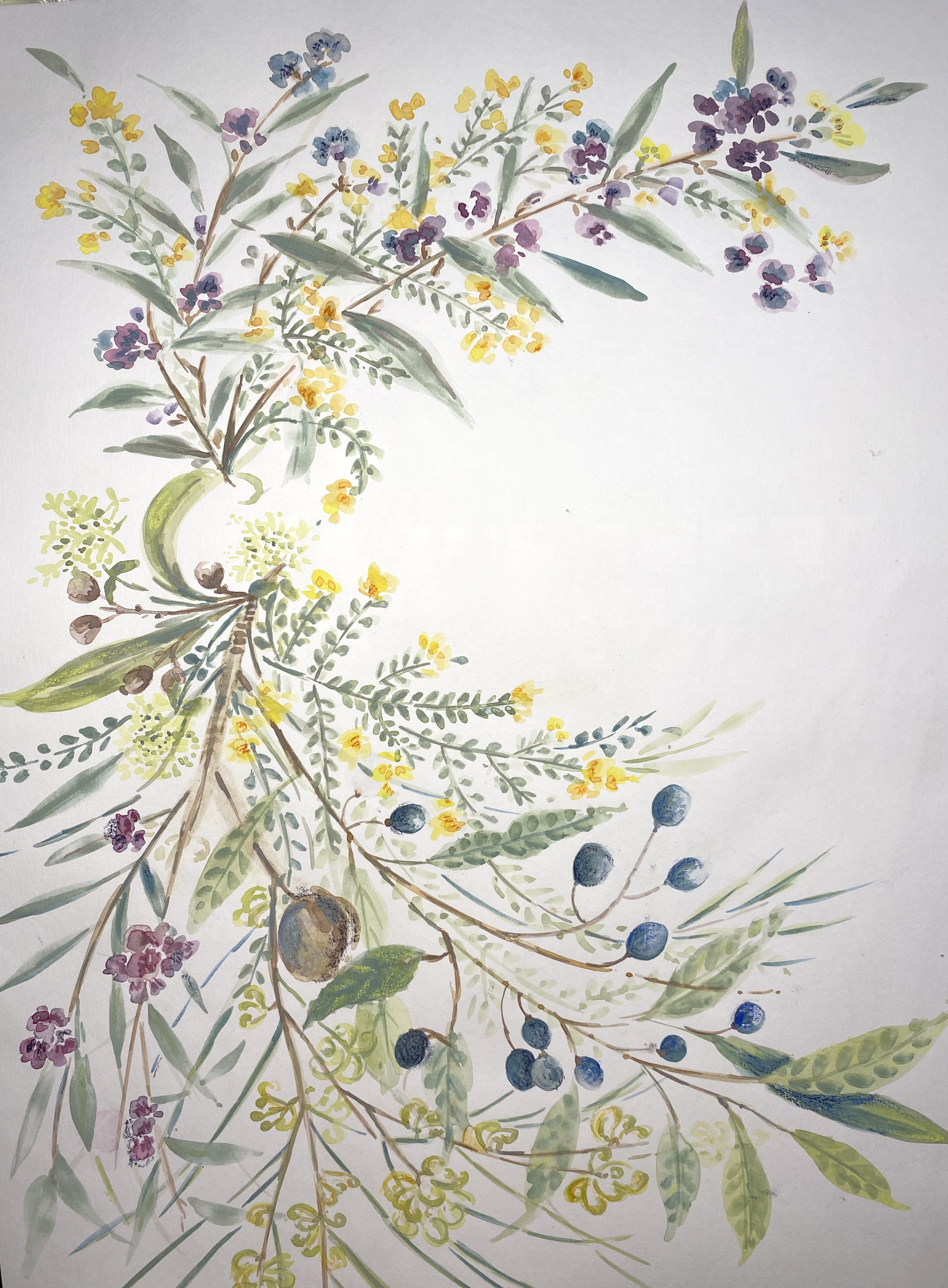 Short art course on botanical acrylics by Karen Holloway