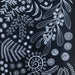 linear botanical designs of Australian plants in white on a black background
