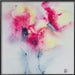 Abstract art piece with pink, yellow, and black colors on a light background