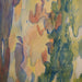 Abstract artwork of eucalypt bark in watercolourwith vibrant colors on a textured surface