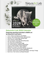 NatureArt Lab 2026 calendar with a wombat illustration on a white background